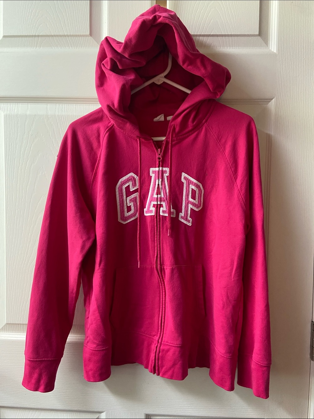 GAP Juniors Hot Pink Full-Zip Hoodie Large Full Zip Logo